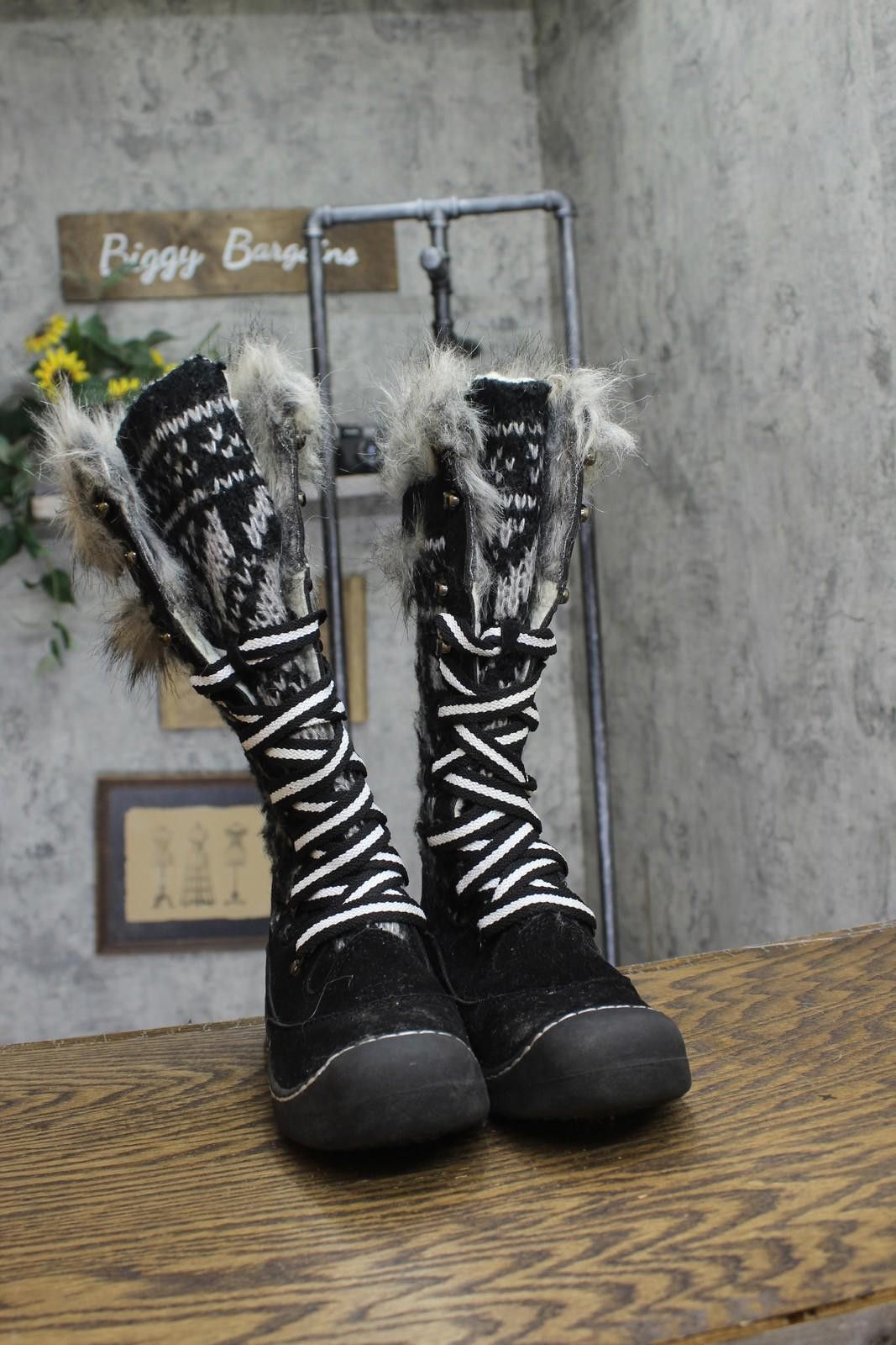 Other Muk Luks Faux Fur Calf Winter Boots Lace Up #4464 Black 6m Size US 6 / IT 36 - 4 Thumbnail