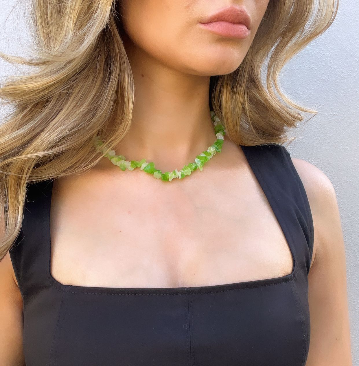 Vintage Lime Green Jade Stone Necklace Size ONE SIZE - 2 Thumbnail