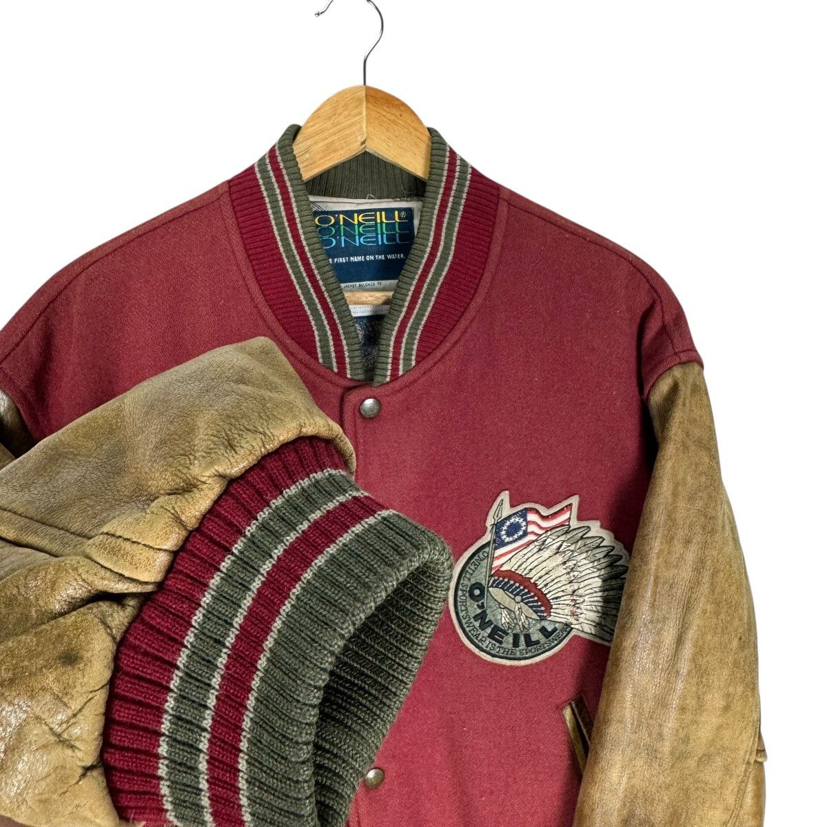 O'Neill ❄️90s ONEILL VARSITY LEATHER JACKET Size US L / EU 52-54 / 3 - 5 Thumbnail
