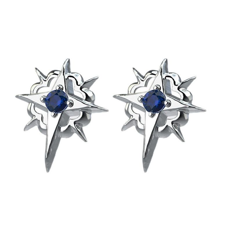 Jewelry Star Retro Earrings One Pairs Chrome Jewelry Size ONE SIZE - 3 Thumbnail