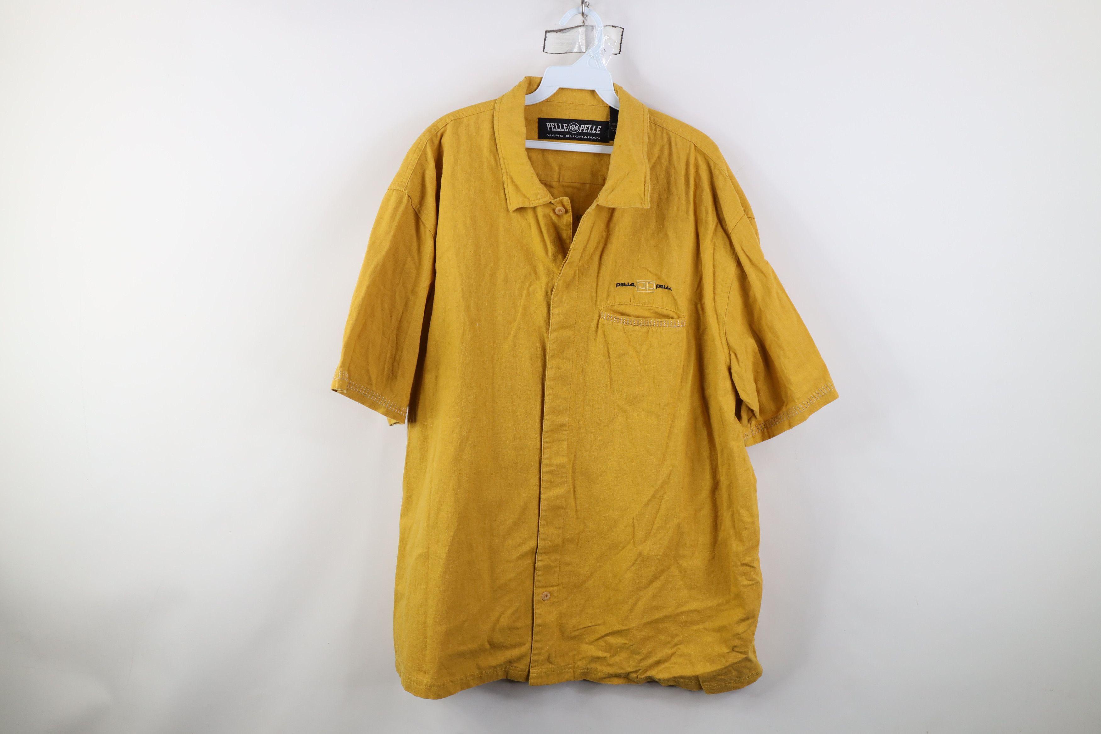 Pelle Pelle Vintage 90s Pelle Pelle Spell Baggy Collared Button Shirt Size US XL / EU 56 / 4 - 1 Thumbnail