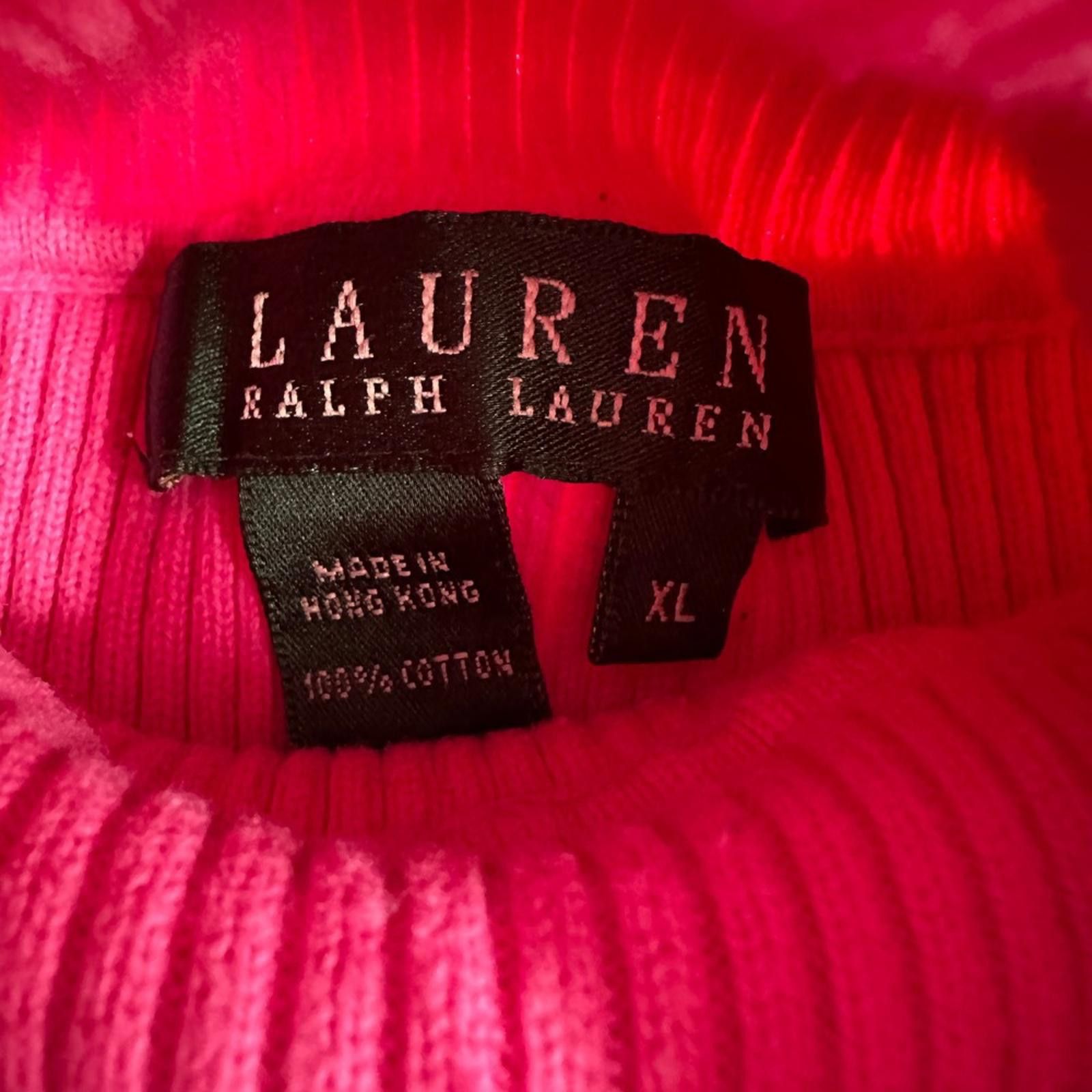 Lauren Ralph Lauren Lauren Ralph Lauren Turtleneck Sweater Pink Ribbed Womens XL Size XL / US 12-14 / IT 48-50 - 3 Thumbnail