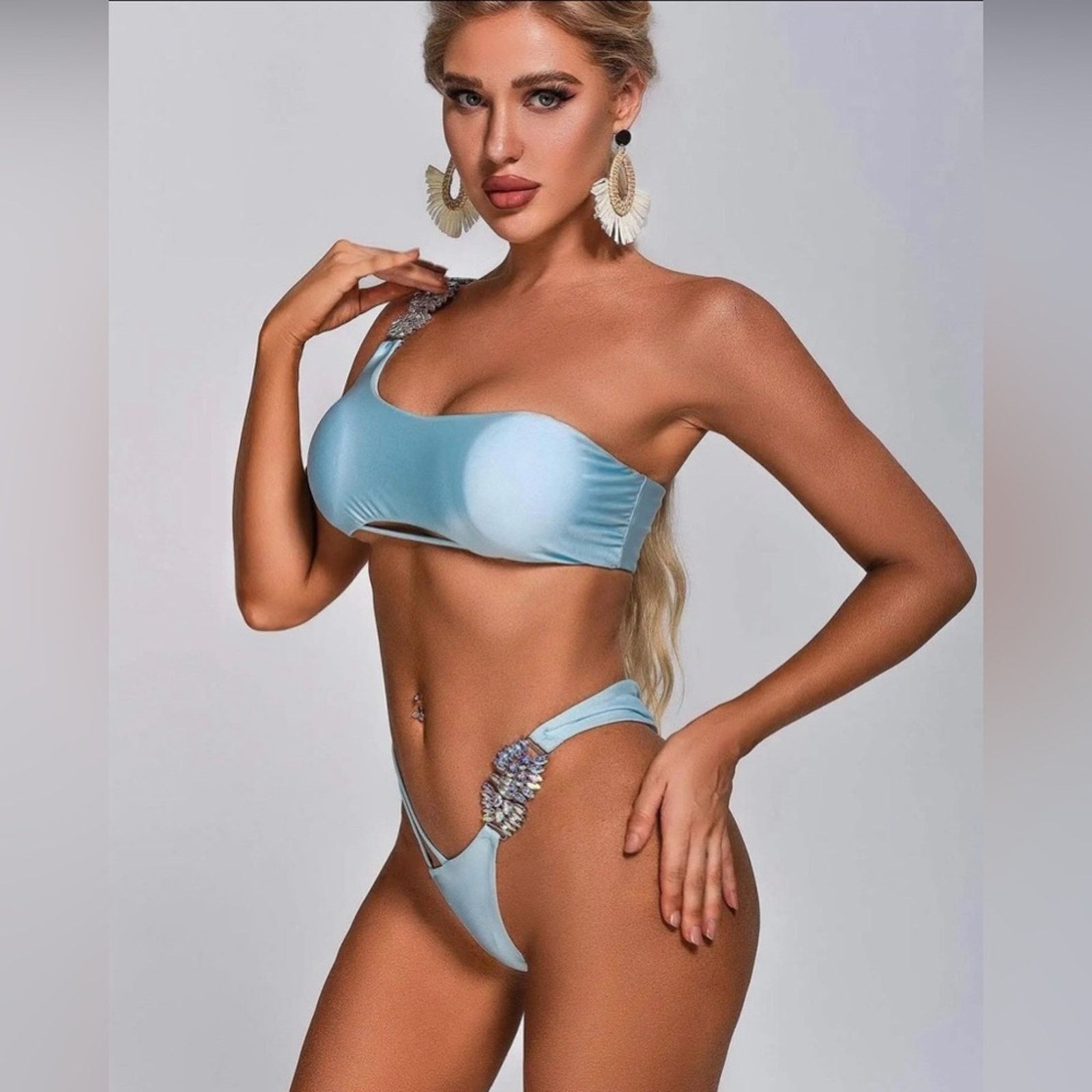 Other New Y2K Elegant Blue Women's 2 piece Swiwsuit Bikini size XS Size ONE SIZE - 2 Thumbnail