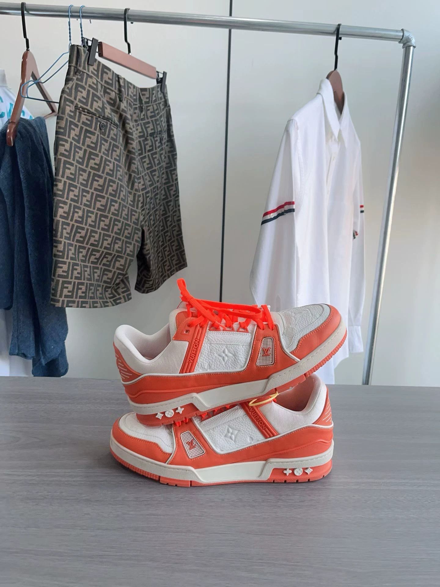 Louis Vuitton Louis Vuitton LV Trainer White Orange 42 EU - Like New Size US 9 / EU 42 - 6 Thumbnail