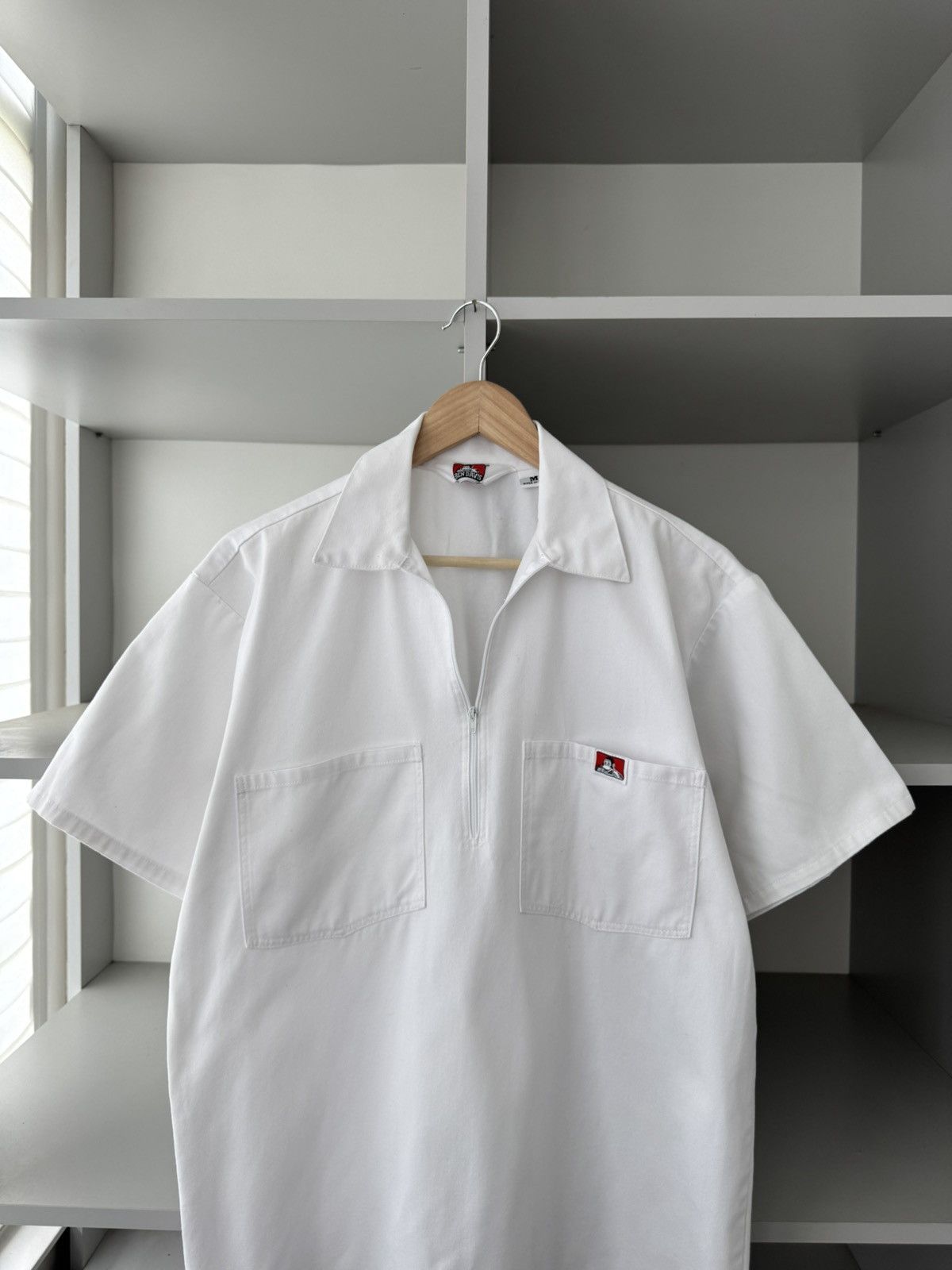 Ben Davis Ben Devis Vintage White 1/3 Zip Pocket Polo Shirt Size US M / EU 48-50 / 2 - 2 Thumbnail