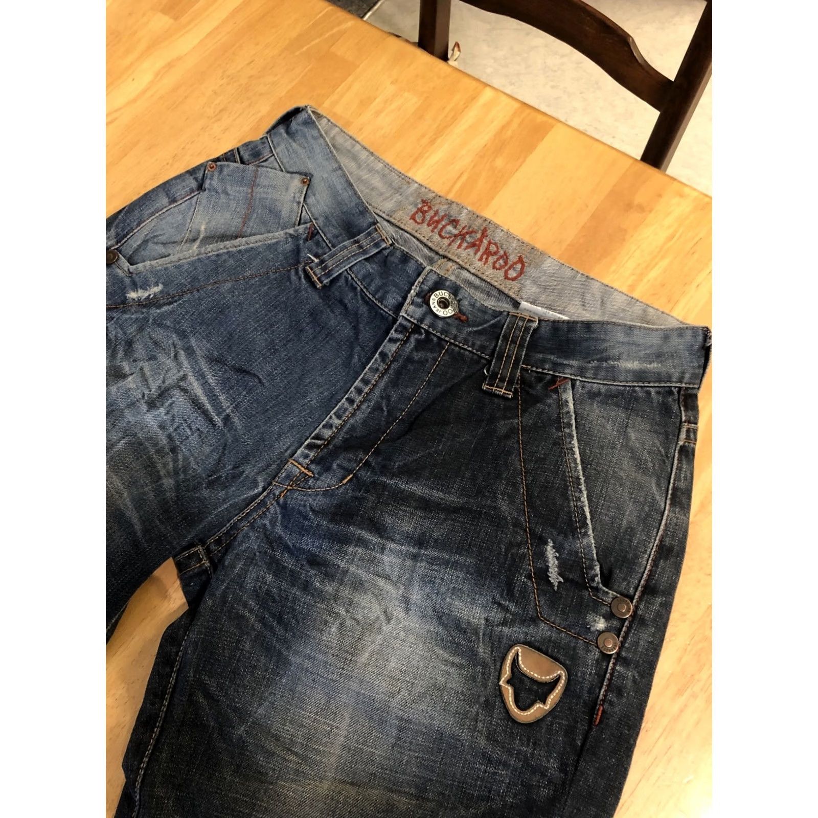 Vintage VINTAGE Buckaroo Jeans Regular Women Flared Jeans Dark Wash 80s 90s Distressed 30x27 100% Cotton Denim Zip Pockets Daily Easy Care Size 30" / US 8 / IT 44 - 6 Thumbnail