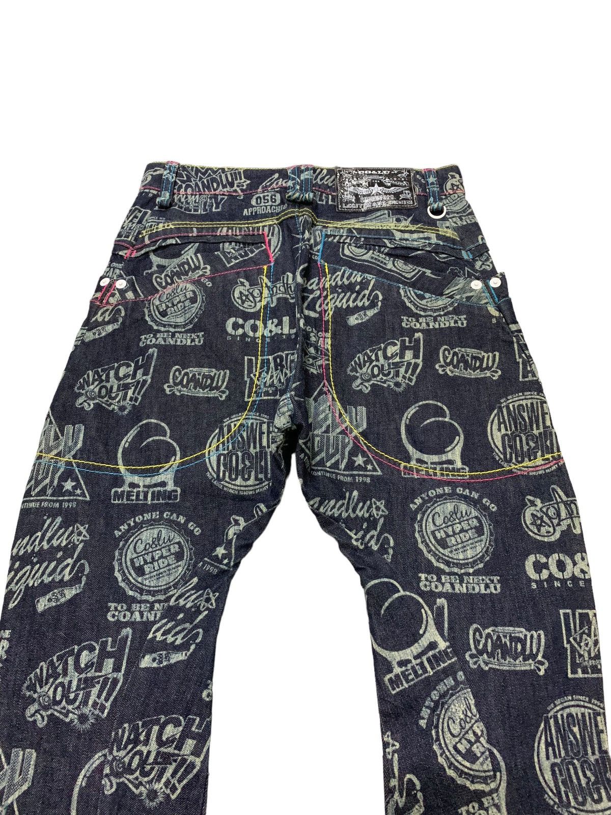 Hysteric Glamour × Japanese Brand Co & Lu Japan Drop Crotch All Over Printed Men Denim Pants Size US 29 - 11 Thumbnail