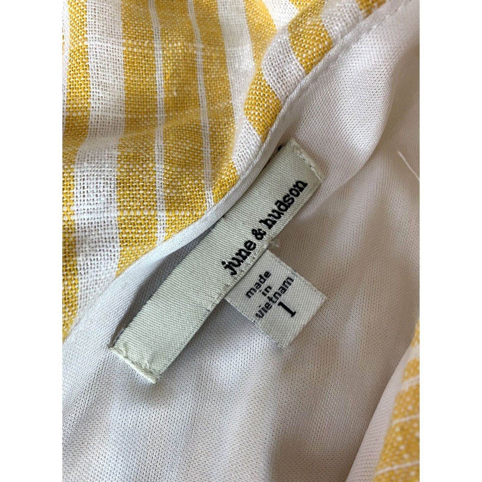 Hudson JUNE & HUDSON LONG DRESS YELLOW STRIPED WOMENS SIZE 1 LINEN BLEND Size XS / US 0-2 / IT 36-38 - 5 Thumbnail