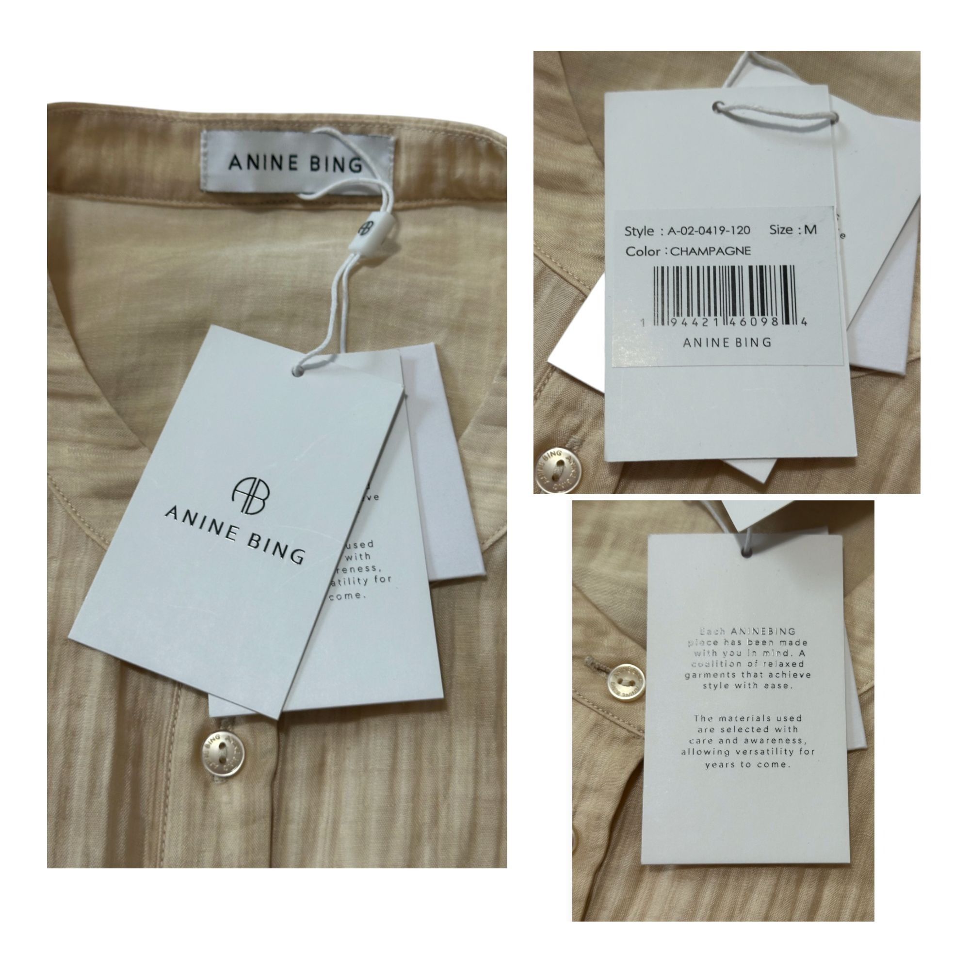 Anine Bing ANINE BING Liv Dress – Champagne – Size M – New with tag Size M / US 6-8 / IT 42-44 - 3 Thumbnail