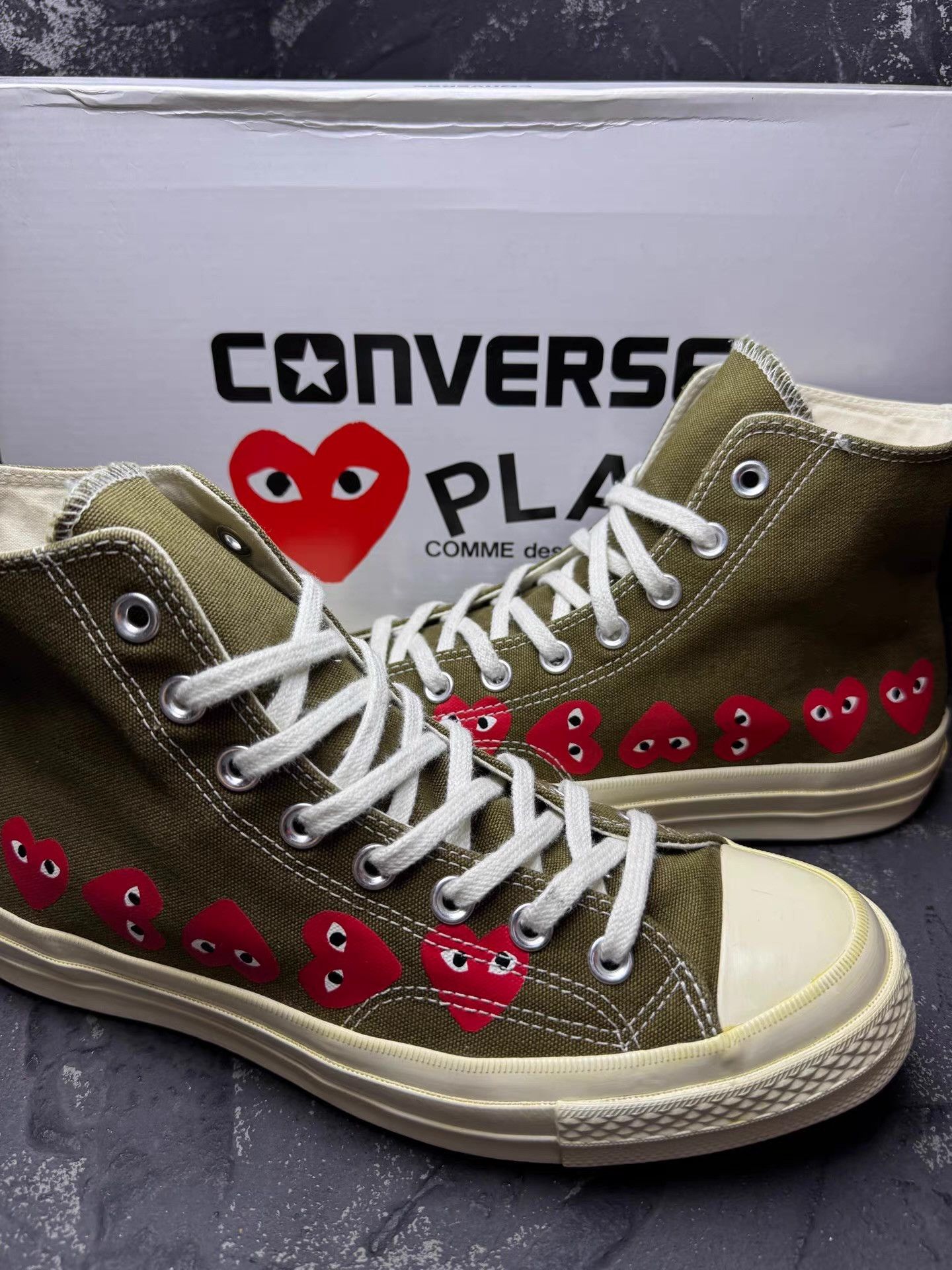 Converse CDG x Converse 1970s Olive Green with Heart Logo Print Q10 Size US 8.5 / EU 41-42 - 3 Thumbnail