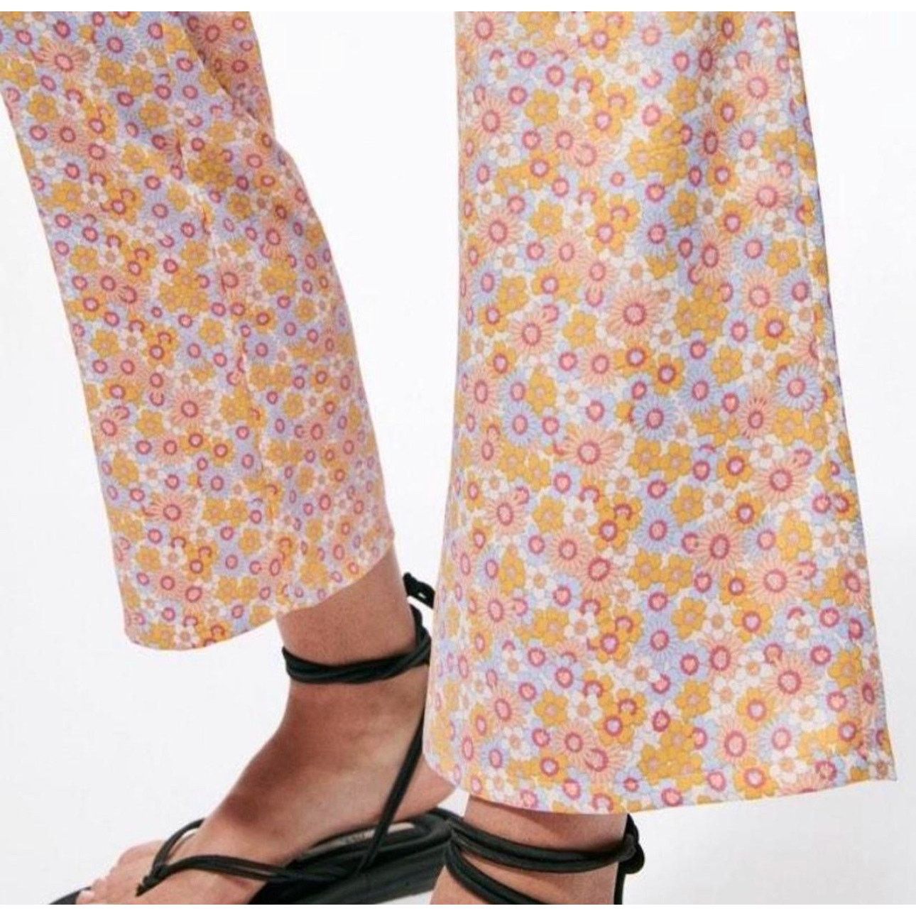 Zara Zara Flower Print Mod Pants, 60's Inspired, Size L, NWOT Size 32" / US 10 / IT 46 - 2 Thumbnail