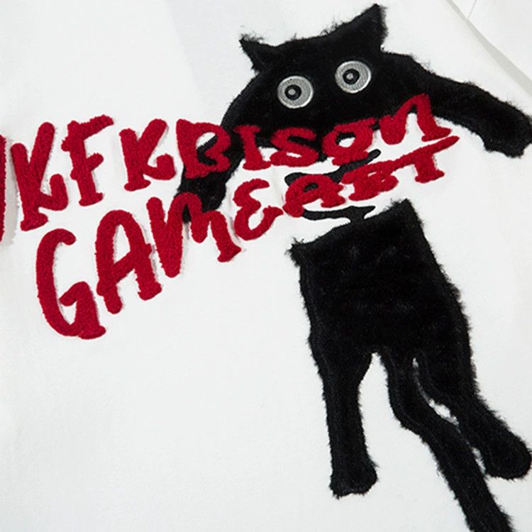 Vintage Men's hip-hop loose casual kitten long-sleeved T-shirt Size US M / EU 48-50 / 2 - 4 Thumbnail