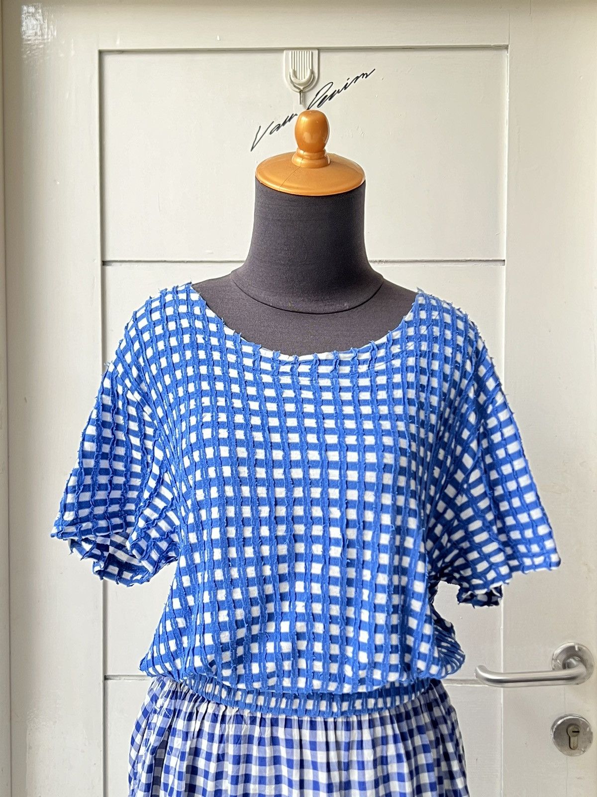 Zucca ZUCCA Blue Plaid Dress Size XS / US 0-2 / IT 36-38 - 2 Thumbnail