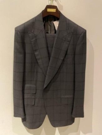 image of Tom Ford O1W1Db10124 Check Wool Blazer In Dark Grey, Men's (Size XL)