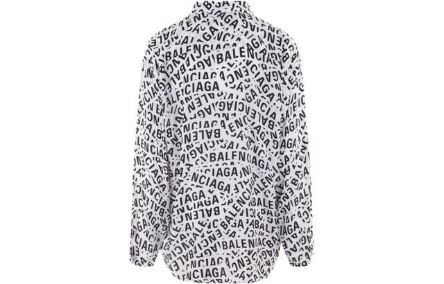 Balenciaga o1tr1nto0426 Logo Strips Minimal Shirt Large Fit White/Black Size US M / EU 48-50 / 2 - 2 Thumbnail