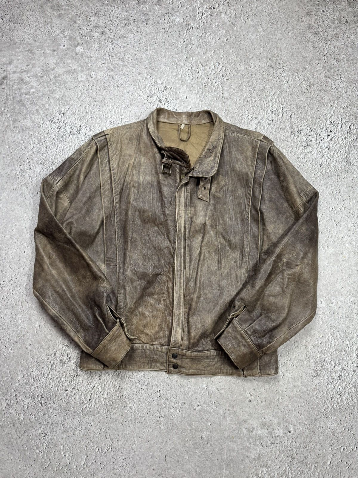 Leather Vintage Distressed Brown Leather Bomber Biker Jacket L/XL Size US L / EU 52-54 / 3 - 1 Thumbnail