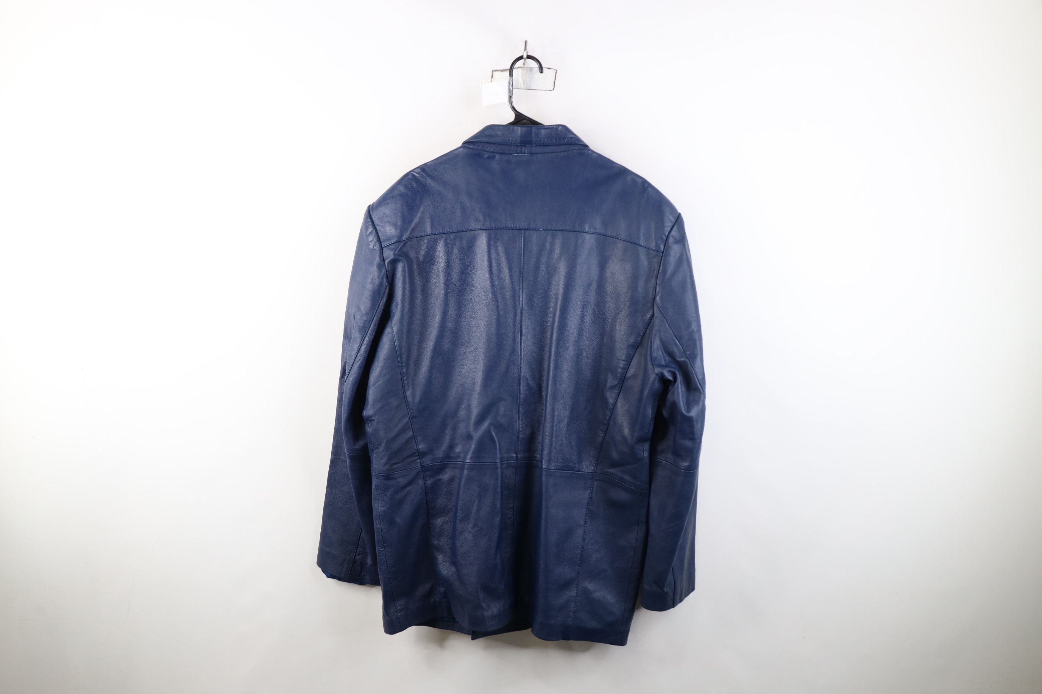 Vintage Vintage 90s Streetwear Leather Suit Coat Blazer Jacket Blue Size US M / EU 48-50 / 2 - 12 Thumbnail