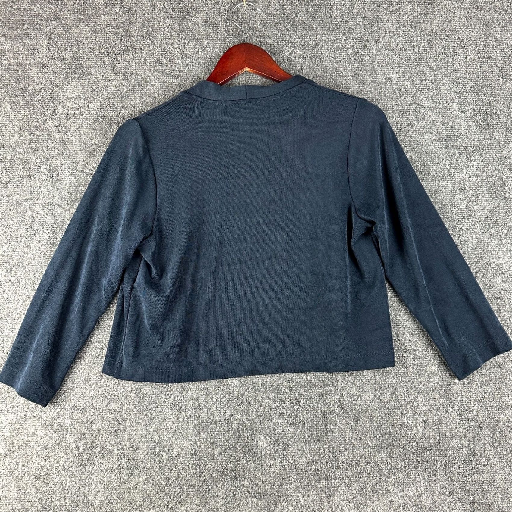 Vintage Chicos Cardigan Womens Small Navy Blue Stretch Knit Open Crop Short Cardigan Size S / US 4 / IT 40 - 6 Thumbnail