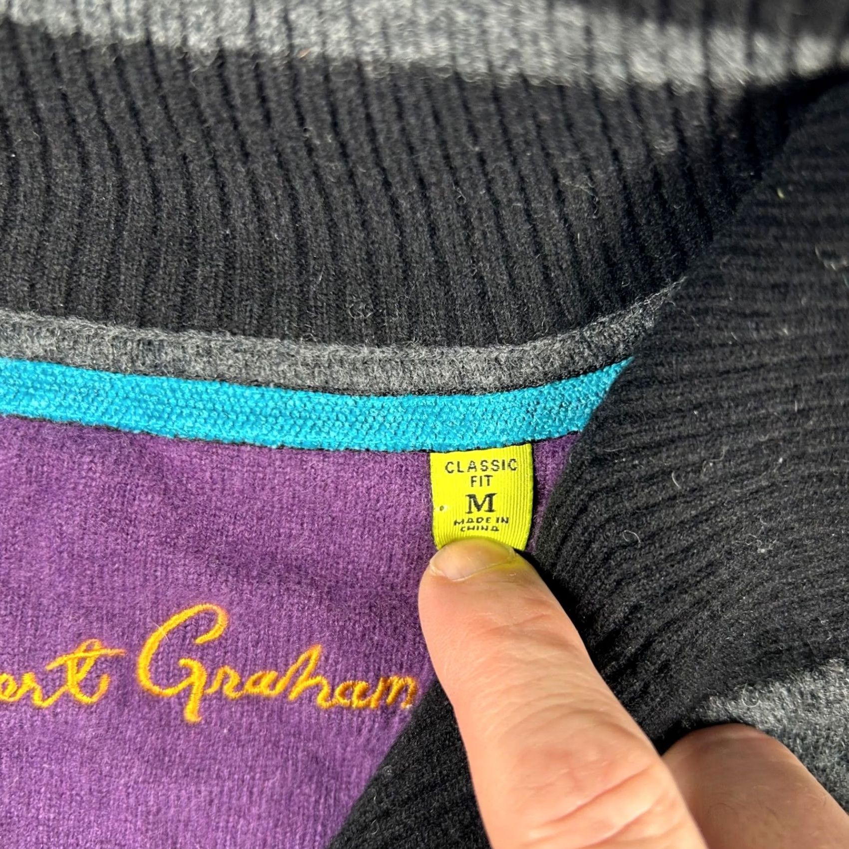 Robert Graham Robert Graham Sweater Mens M Wool Cashmere Blend 1/4 Zip Pullover Heather Gray Wool Gr ay Mock Neck Long Sleeve Vintage No Size US M / EU 48-50 / 2 - 4 Thumbnail