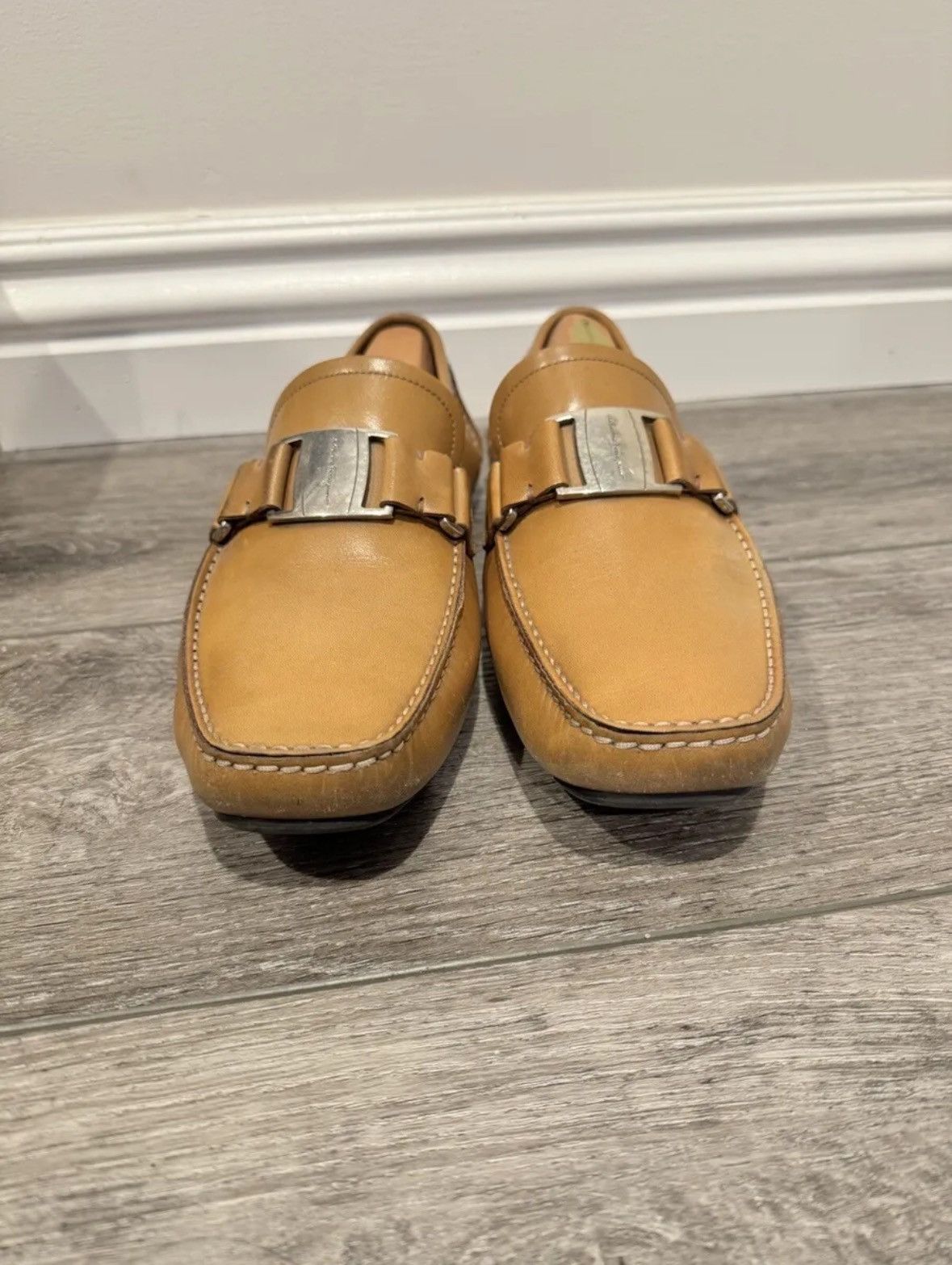 FERRAGAMO 'Sardegna' Brown Loafers Size US 8EEE