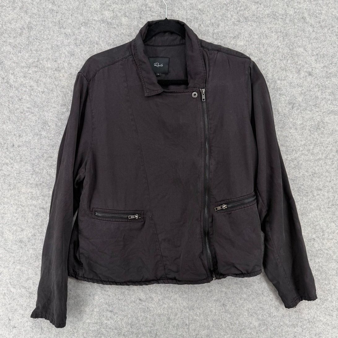 Rails Rails Coal Asymmetric Zip Moto Jacket Vintage Washed Black Size XL / US 12-14 / IT 48-50 - 3 Thumbnail