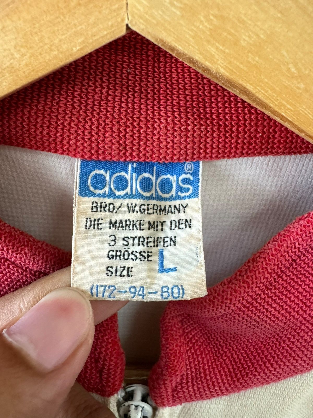 Adidas Vintage 80s adidas Red/White Tracktop Size US L / EU 52-54 / 3 - 17 Thumbnail