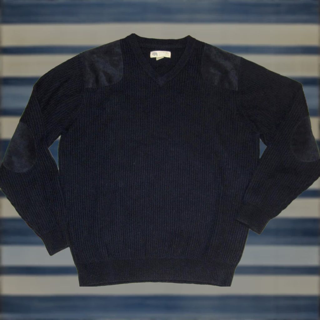 Vintage ONWARD RESERVE Navy Blue Ribbed Merino Wool Fisherman Sweater Medium M Mens Pullover Sweater Merino Wool Navy Blue Fisherman 90s? Size US M / EU 48-50 / 2 - 1 Thumbnail