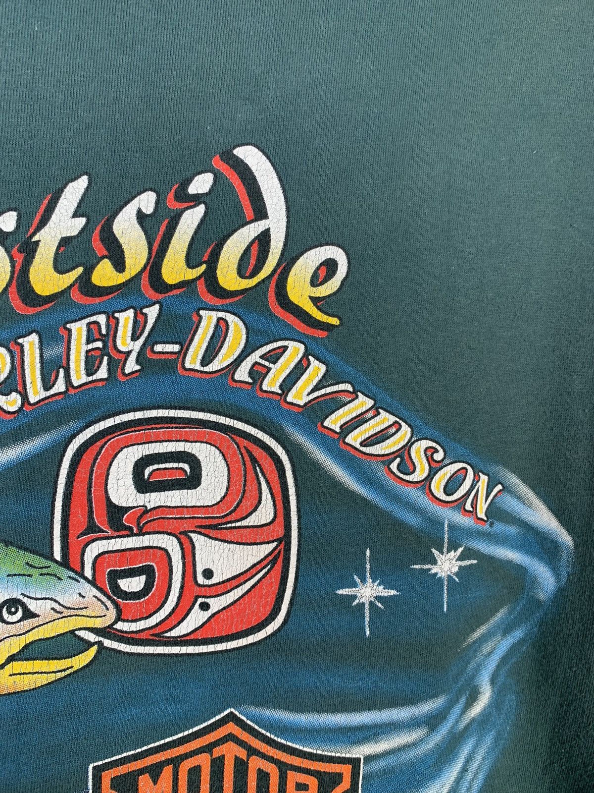 Harley Davidson × Vintage Vintage 90s Harley Davidson Eastside Made in Usa T-shirt Size US L / EU 52-54 / 3 - 21 Thumbnail