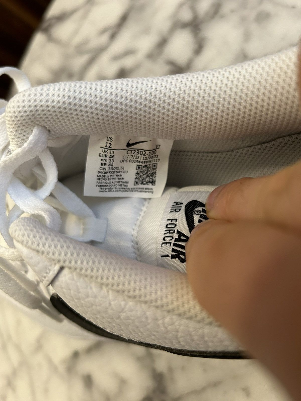 Nike Size 12 AF1 white/black swoosh — new/unused Size US 12 / EU 45 - 7 Thumbnail