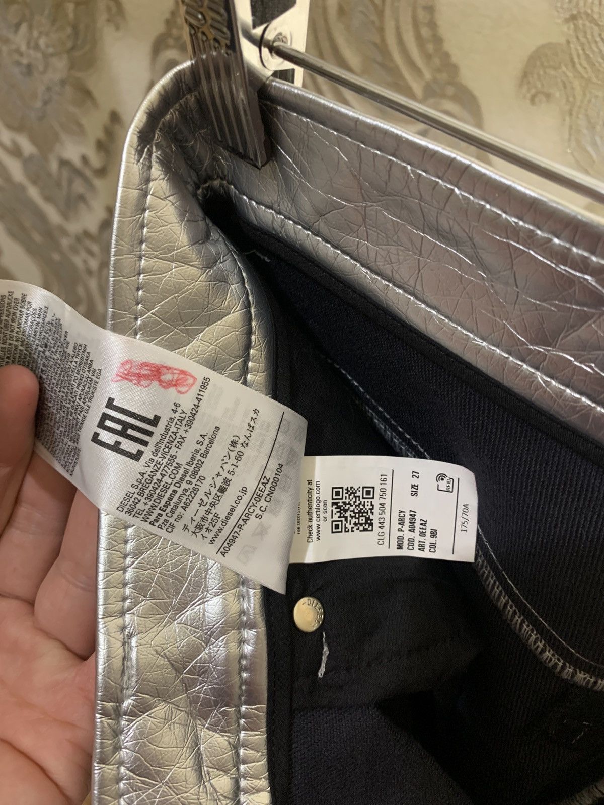 Diesel Black Gold VINTAGE DIESEL DESIGNER P-ARCY PANTS SILVER JAPAN STYLE Y2K Size 27" / US 4 / IT 40 - 5 Thumbnail
