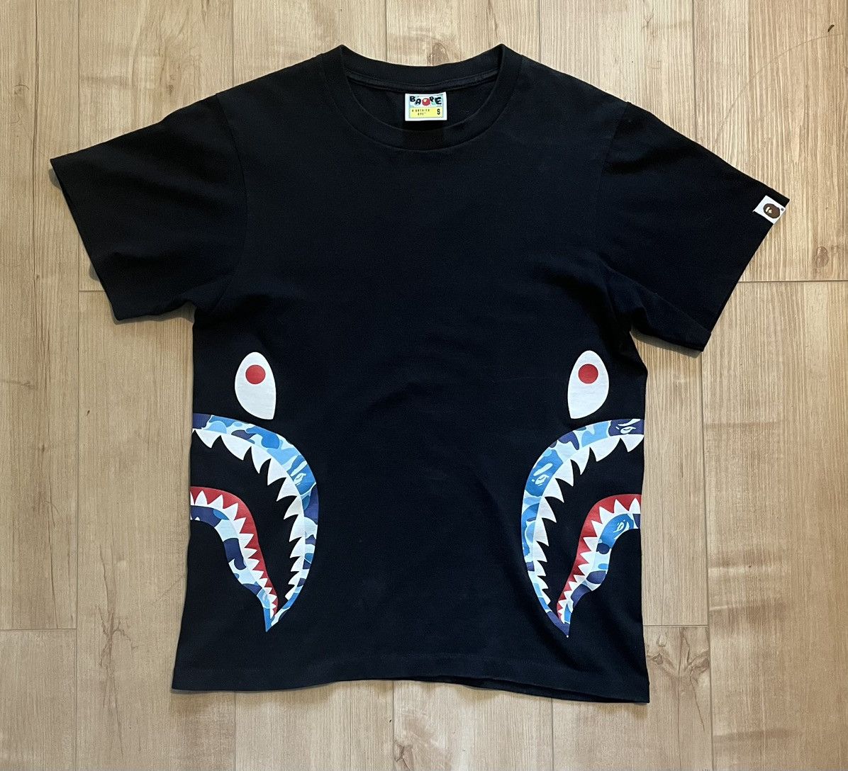 Bape ABC blue camo side shark tee