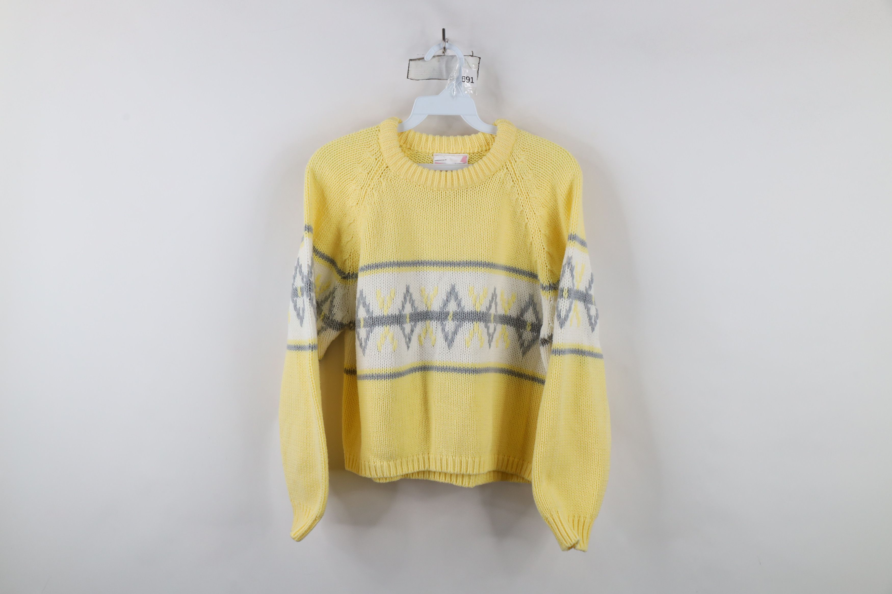 Vintage Vintage 90s Streetwear Argyle Diamond Chunky Knit Sweater Size L / US 10 / IT 46 - 1 Thumbnail