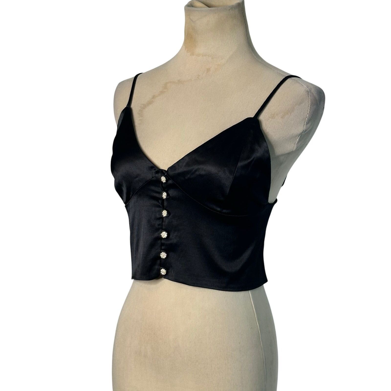 Zara Zara black satin crop cami size Medium Size M / US 6-8 / IT 42-44 - 13 Thumbnail