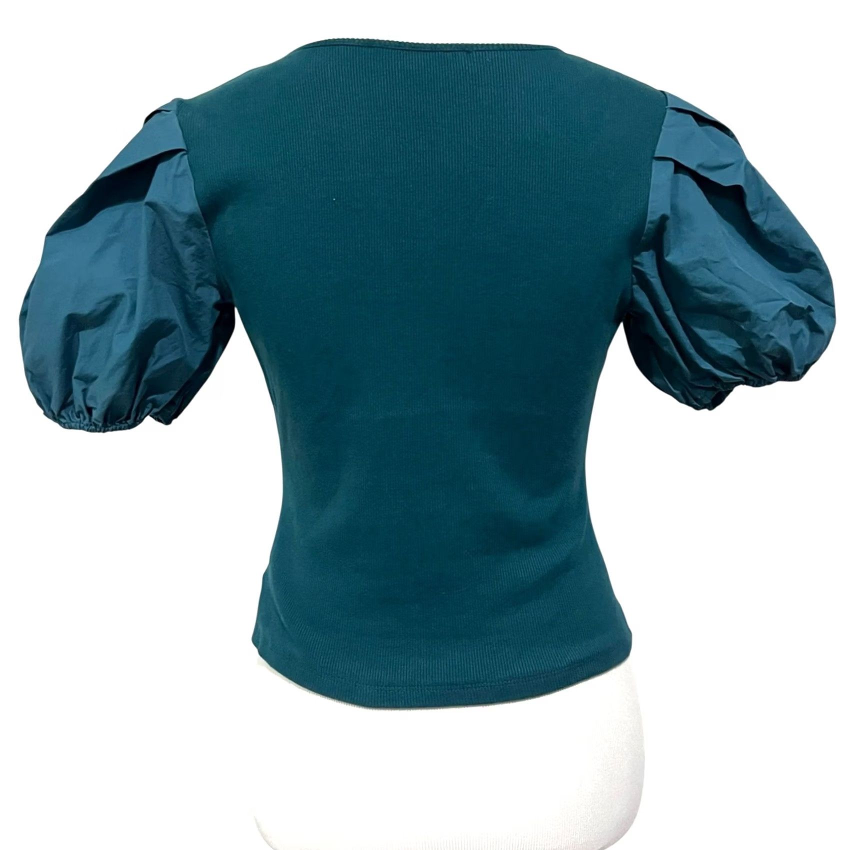 English Factory VINTAGE English Factory Blouse Shirt Womens Puff Sleeve Henley Teal Blue Knit Size S Size S / US 4 / IT 40 - 7 Thumbnail