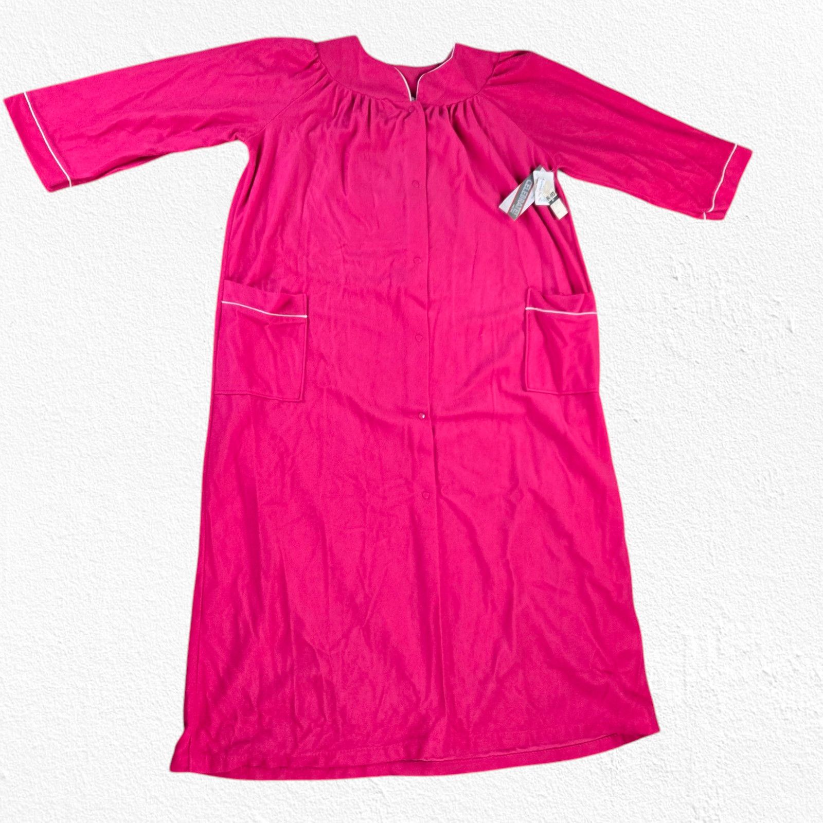 Vintage Vintage Pink Housecoat Robe 80s Plus Size 20W Size ONE SIZE - 2 Thumbnail