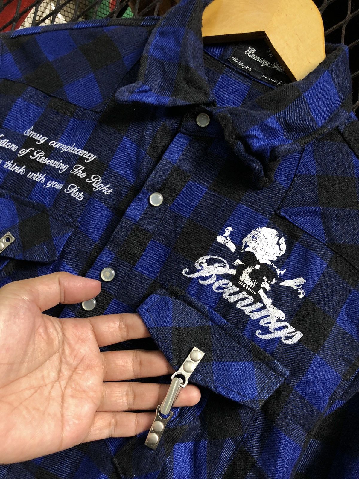 Beauty Beast × If Six Was Nine × Japanese Brand JAPANESE BERNING SHO SEDITIONARIES PUNK SKULL FLANNEL SHIRT Size US L / EU 52-54 / 3 - 4 Thumbnail