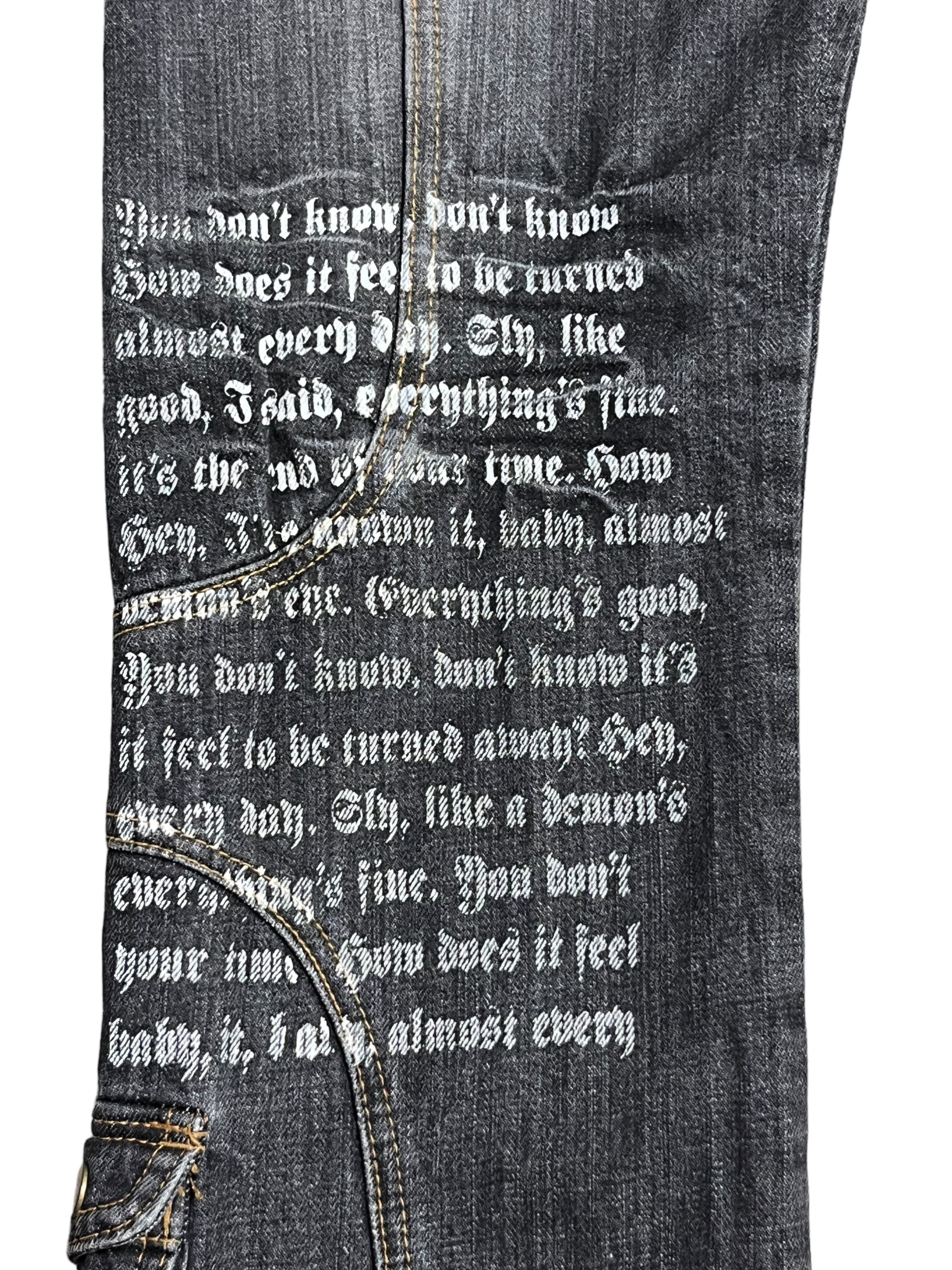 Japanese Brand × Seditionaries LAST CALL🔥EVOLUTION Punk Poems Multipocket Flare Denim Size US 31 - 15 Thumbnail