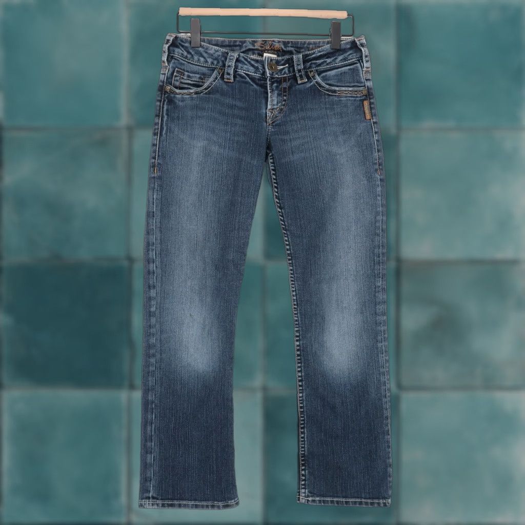 Silver Jeans Co. Silver Jeans Capri Cropped Jeans Womens 26 Blue Medium Wash Denim Stretch Pockets Rise Low 26x25.5, Regular Size 26" / US 2 / IT 38 - 1 Thumbnail