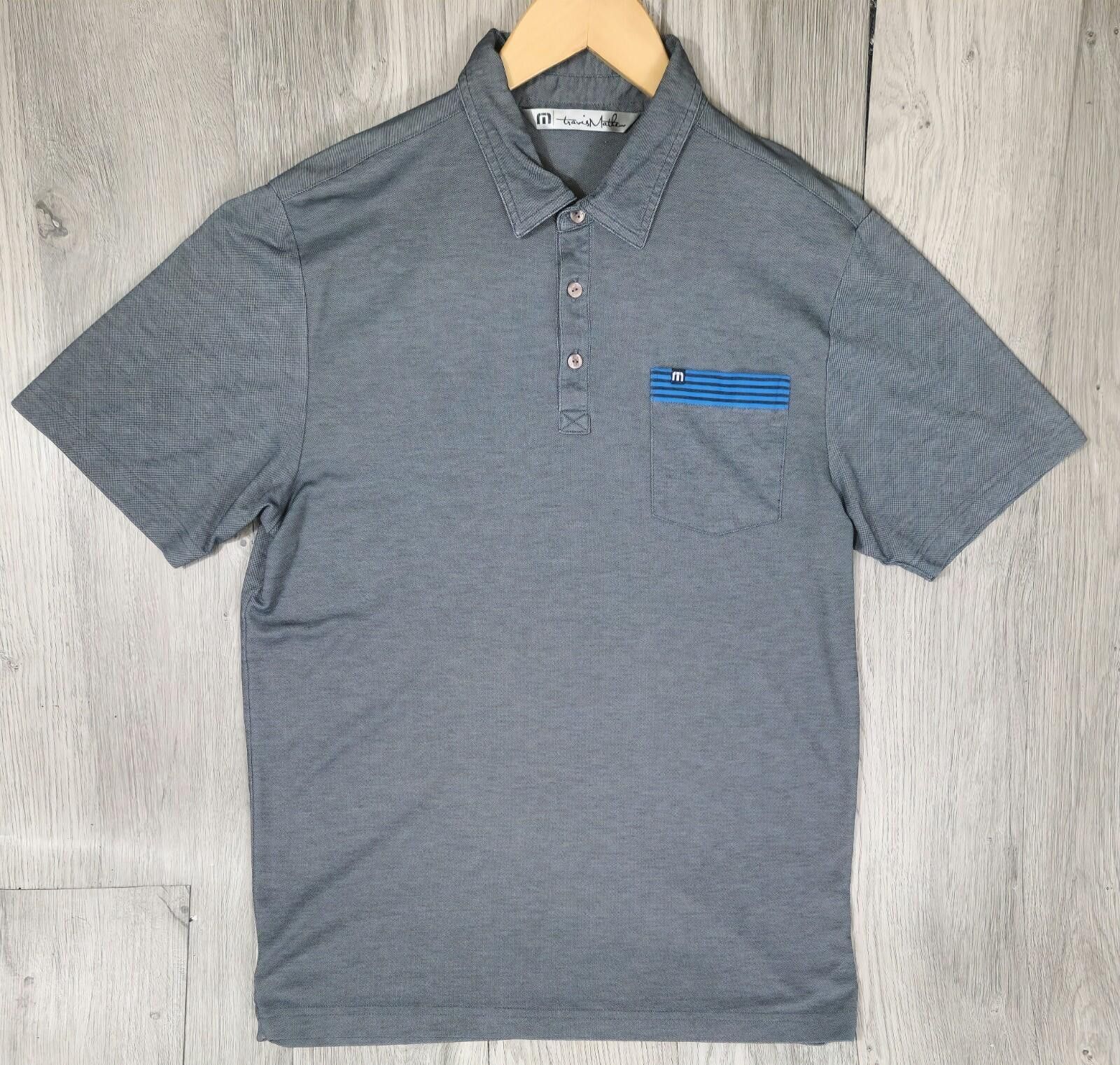 TravisMathew Travis Mathew Mens M Golf Polo Gray Blue Striped Pima#12 Size US M / EU 48-50 / 2 - 1 Thumbnail