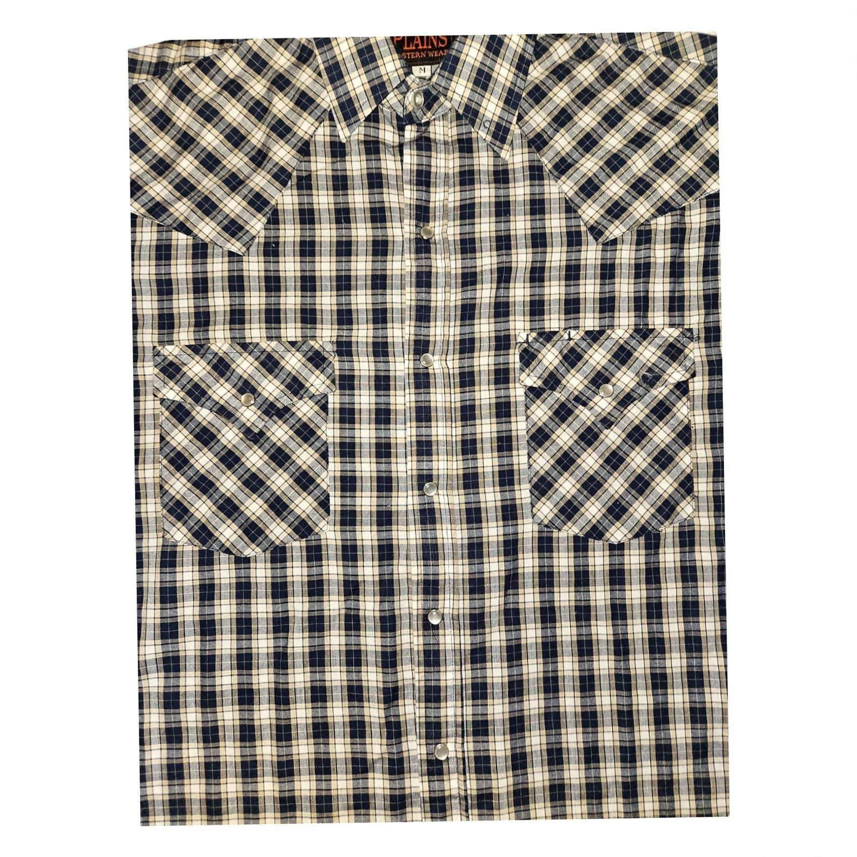 Vintage VINTAGE Plains Pearl Snap Shirt Long Sleeve Men's Medium Blue Check Western Size US M / EU 48-50 / 2 - 5 Thumbnail