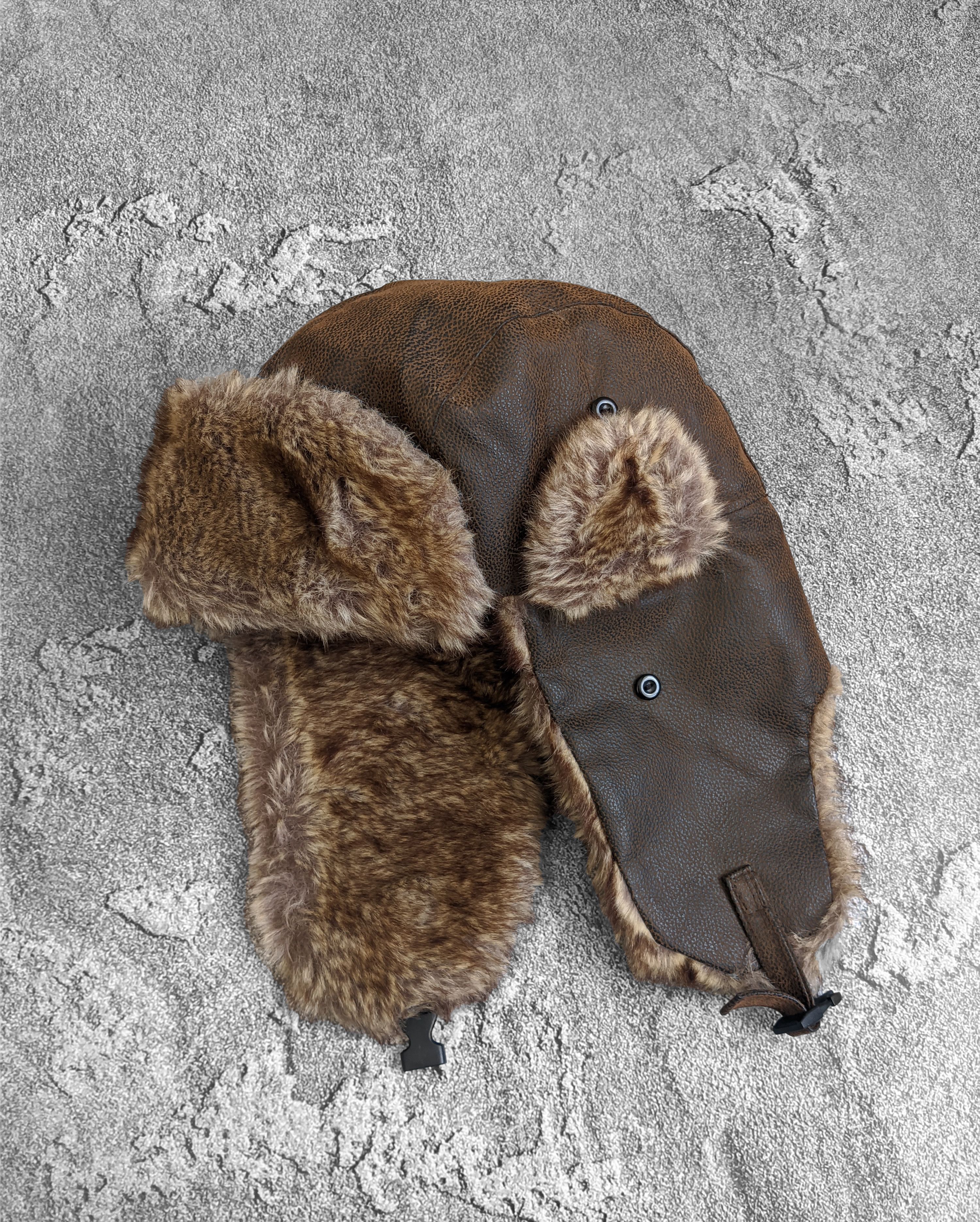 Vintage Fur hat leather fuzzy y2k trapper Size ONE SIZE - 1 Thumbnail