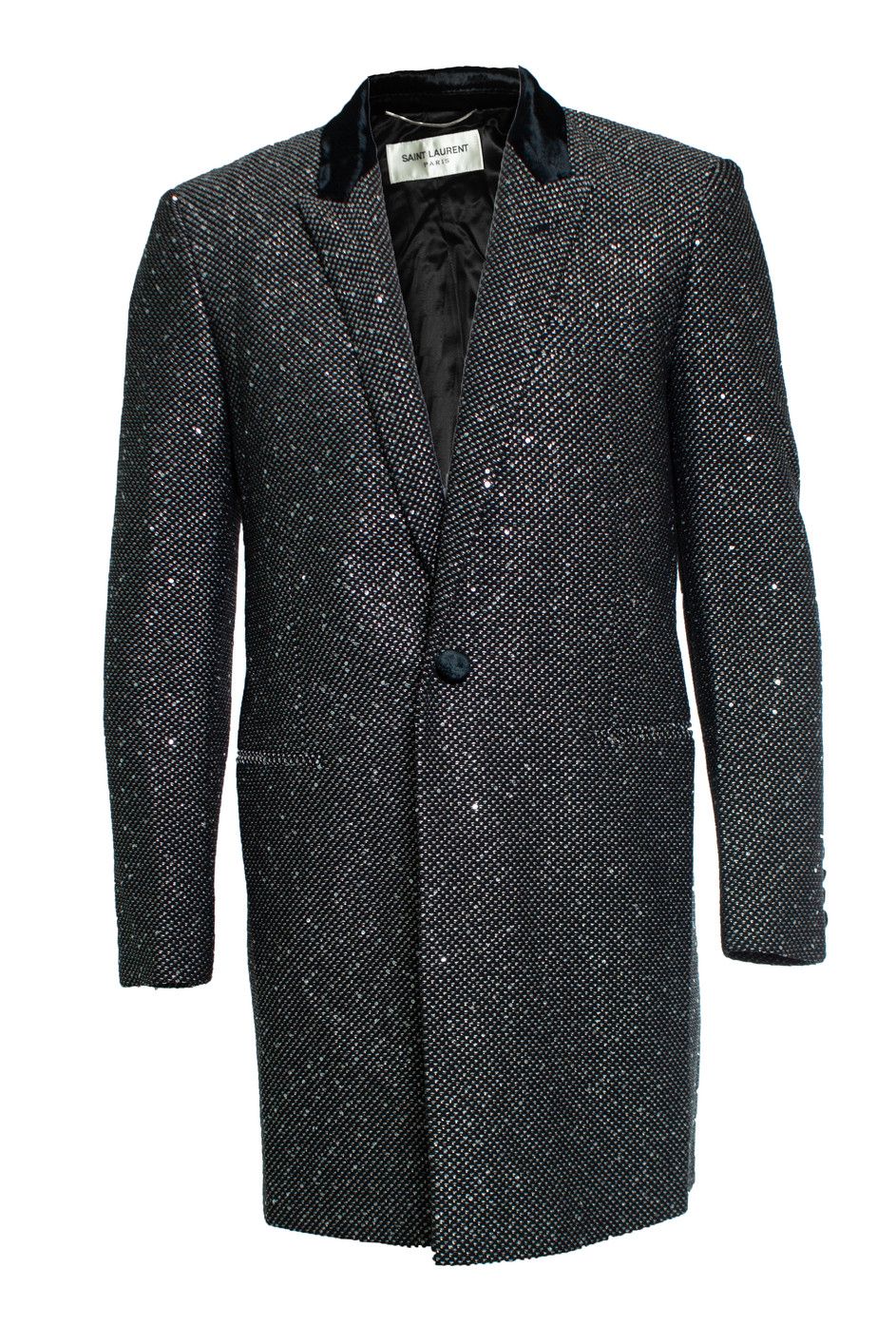 Saint Laurent Paris Saint Laurent, Long glitter sequins blazer jacket Size US L / EU 52-54 / 3 - 1 Thumbnail