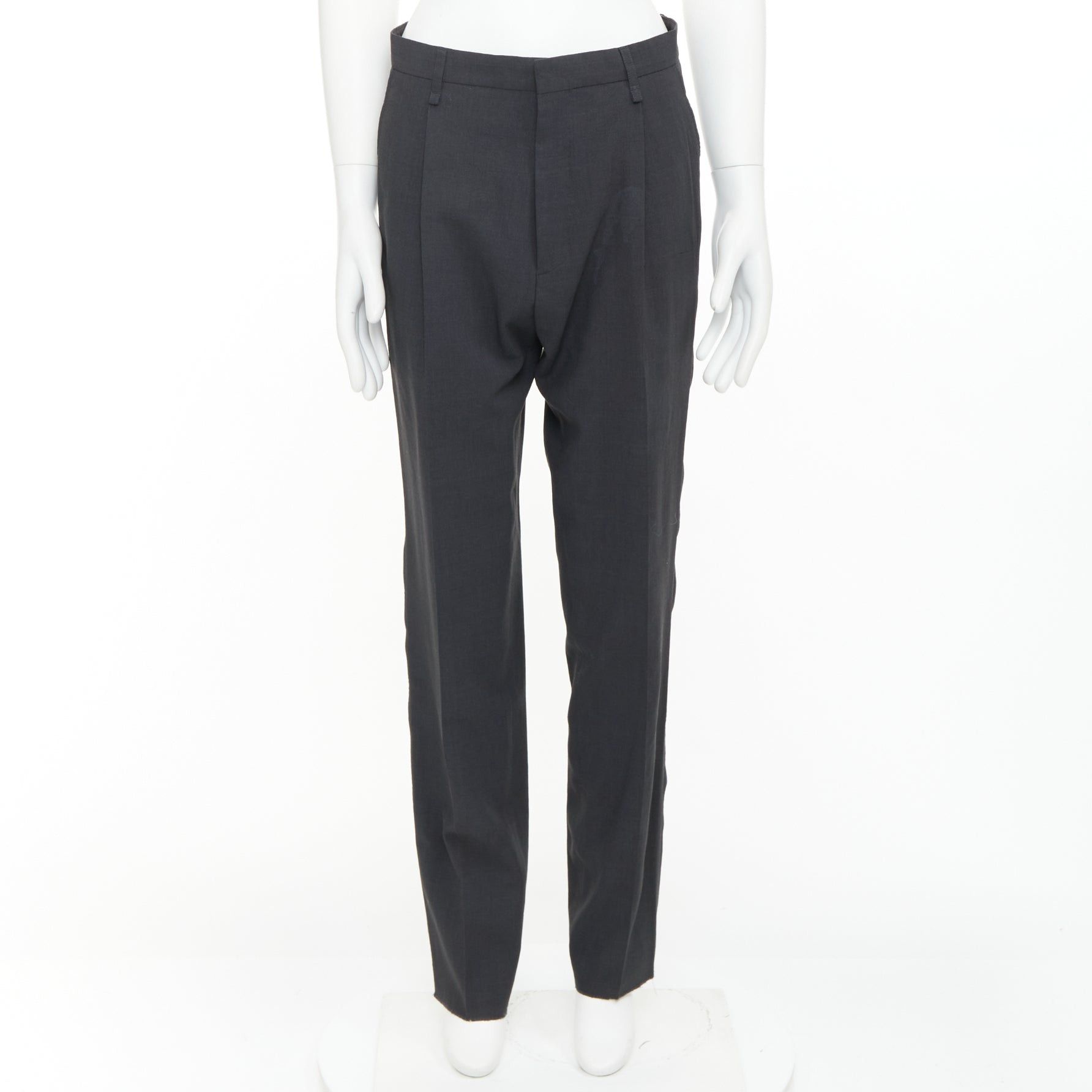 Lanvin LANVIN grey viscose virgin wool pleated front drop crotch trousers FR44 XS Size US 26 / EU 42 - 1 Thumbnail
