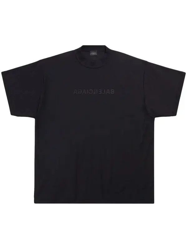Balenciaga o1in1g0824 Mirror T-Shirt Oversized in Black Size US M / EU 48-50 / 2 - 1 Thumbnail