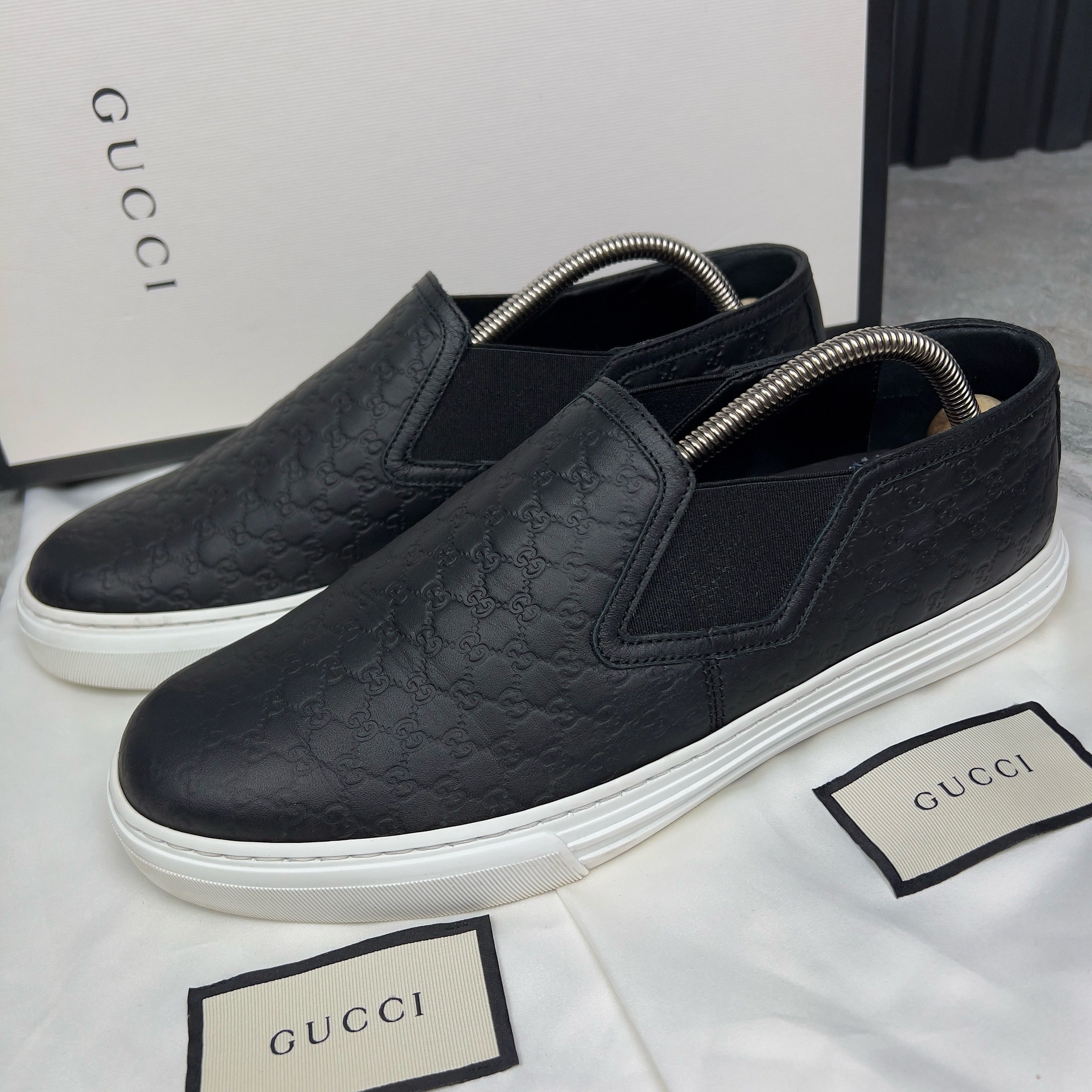Gucci Gray Monogram Slip-On Loafers Gucci Loafer Gray Casual Shoes for Men for sale | eBay main image 2