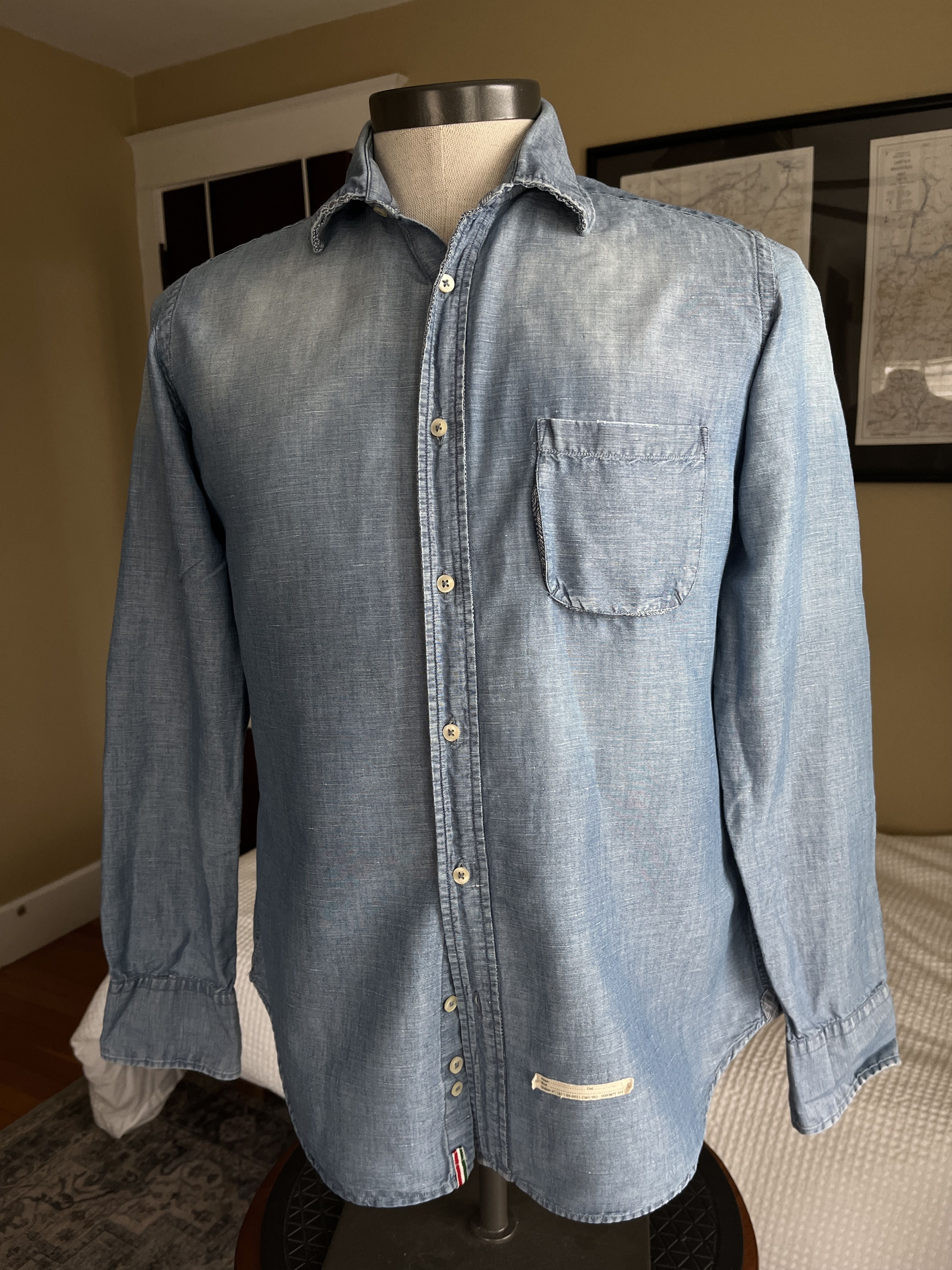 Tintoria Mattei Tintoria Mattei 954 L/S Blue Denim Shirt Size US M / EU 48-50 / 2 - 1 Thumbnail