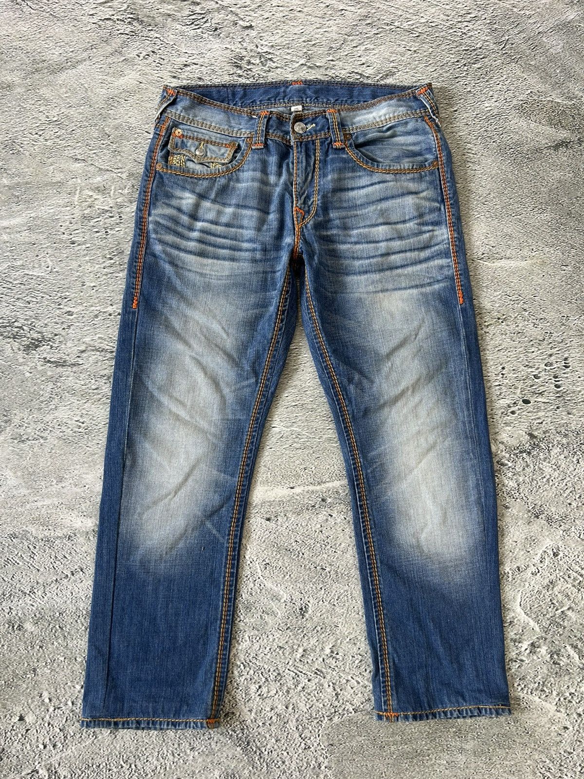 True Religion True Religion blue jeans thick stitching straight Y2K Size US 33 - 6 Thumbnail