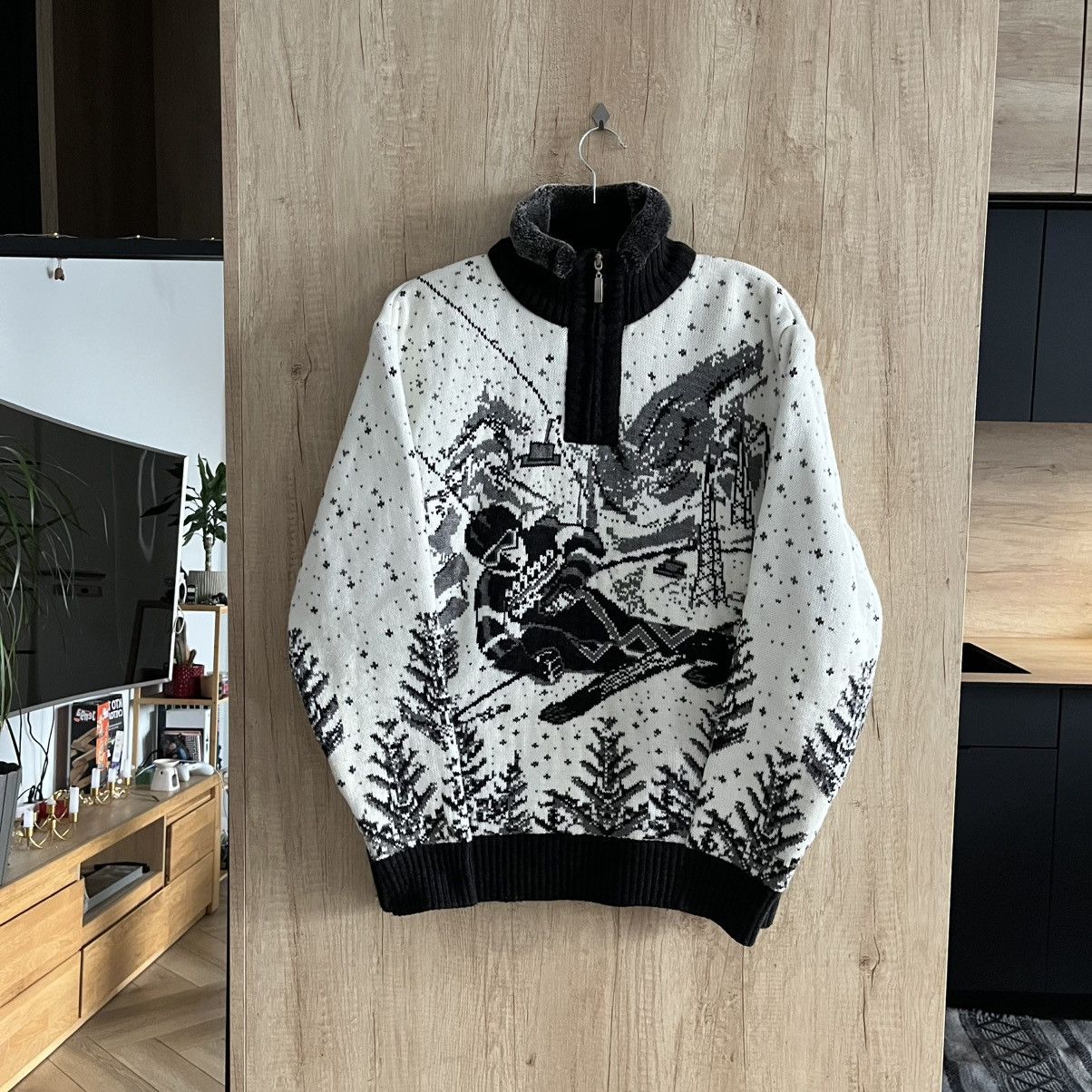 Vintage Vintage Ski Sweater Zip Nordic Knit Pullover Snow Winter Size US L / EU 52-54 / 3 - 8 Thumbnail