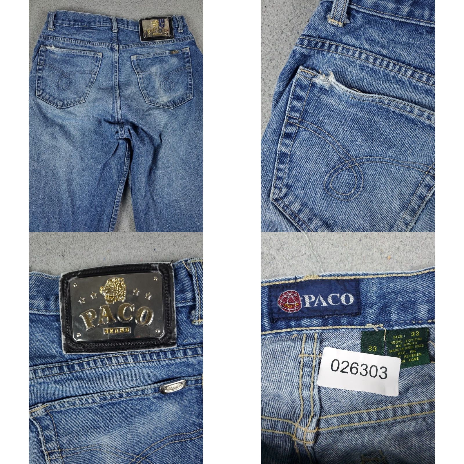 Vintage VINTAGE PACO Jeans Mens 33x32 Blue Straight Leg Denim Pants 90s Mens Size US 33 - 8 Thumbnail