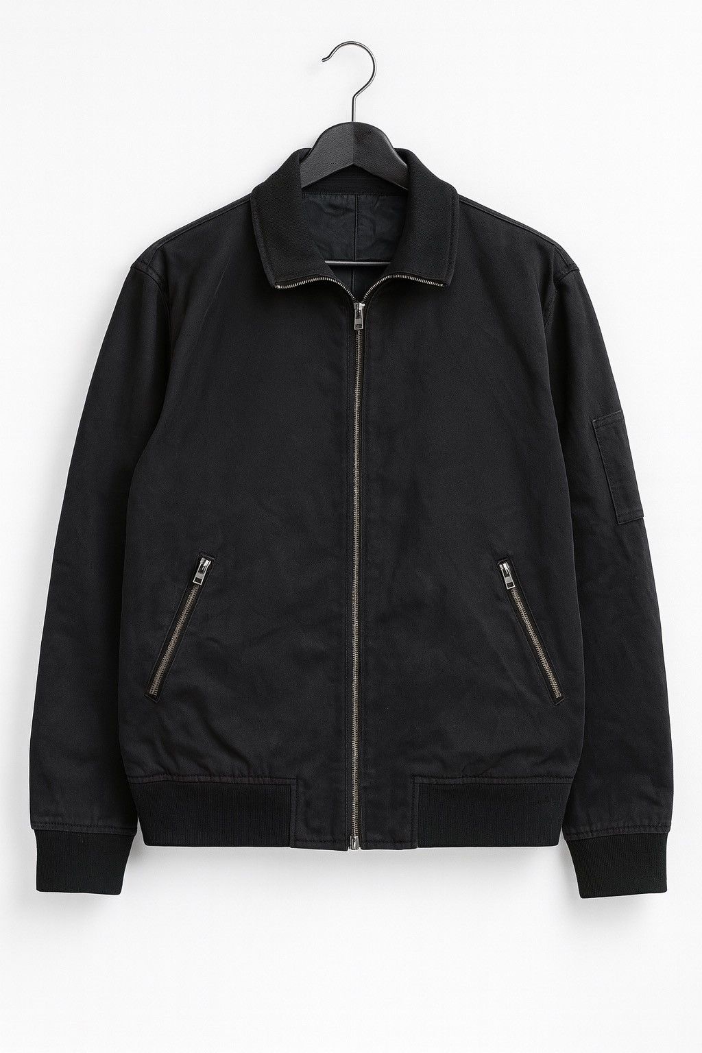 Japanese Brand Vomanie Black Canvas Bomber Jacket Military-Style Workwear Size US L / EU 52-54 / 3 - 1 Thumbnail